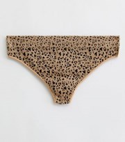 New Look Brown Leopard Print Ribbed Seamless Thong